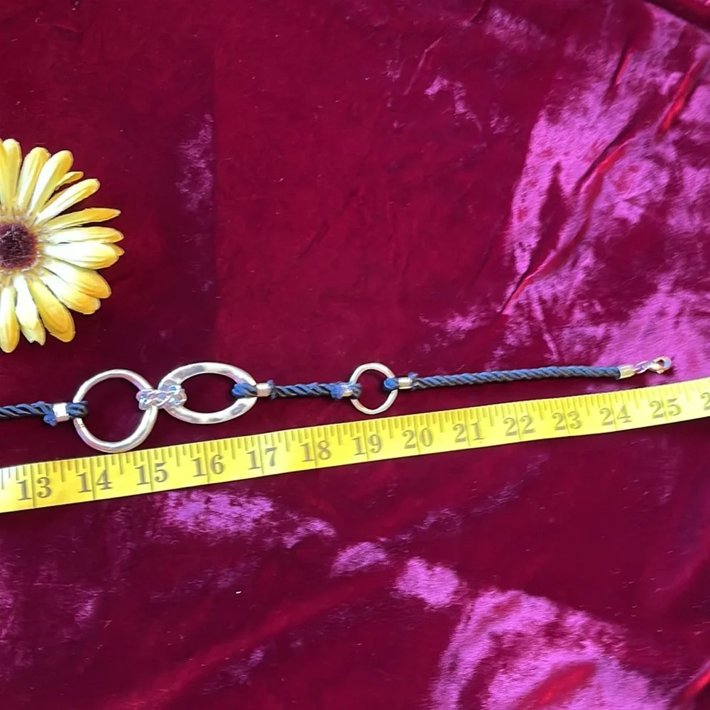 🌺 VINTAGE; New York Chic Belt/Necklace in Black/Silver-tone w/Black Rope Decor! - Picture 9 of 10